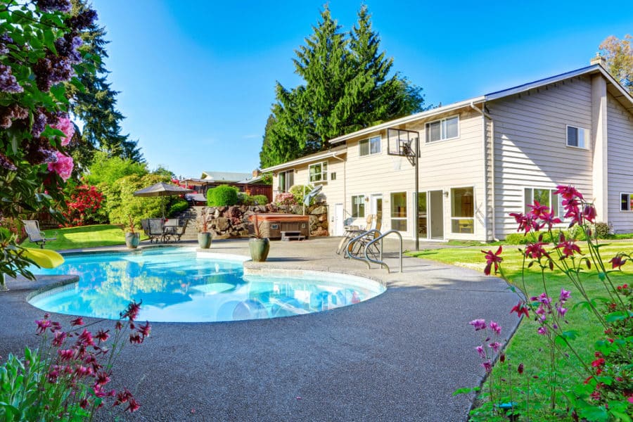 Poolside Basketball Court