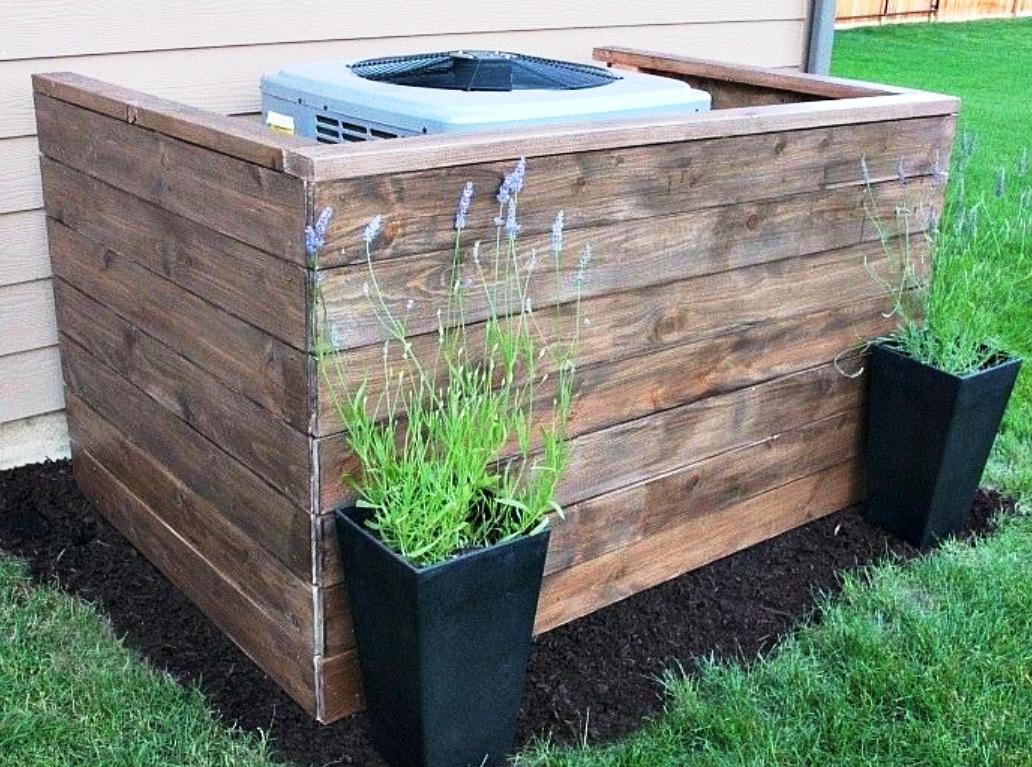 AC Unit Fence with Potted Plants