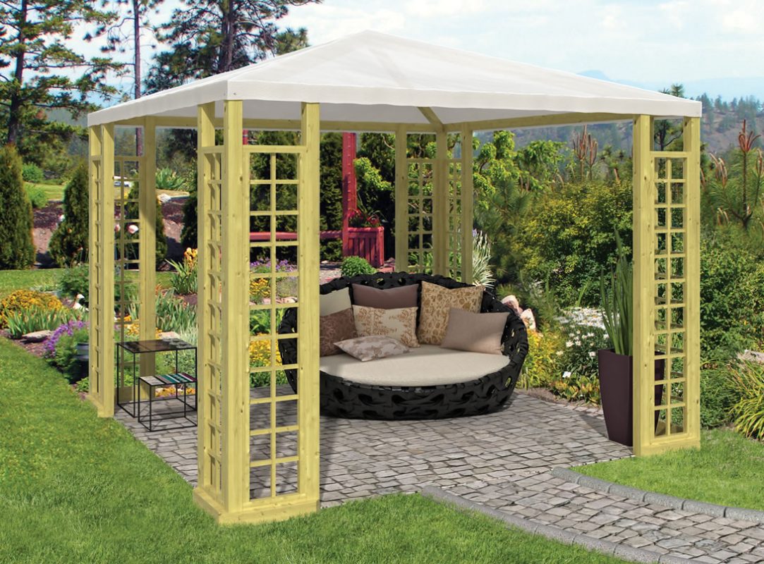 Wooden Pavilion with a Canvas Roof